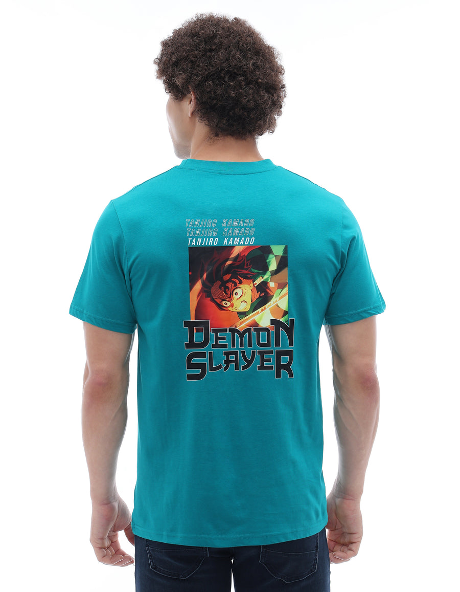 Celio Mens Blue Printed Regular Fit Cotton T-Shirts