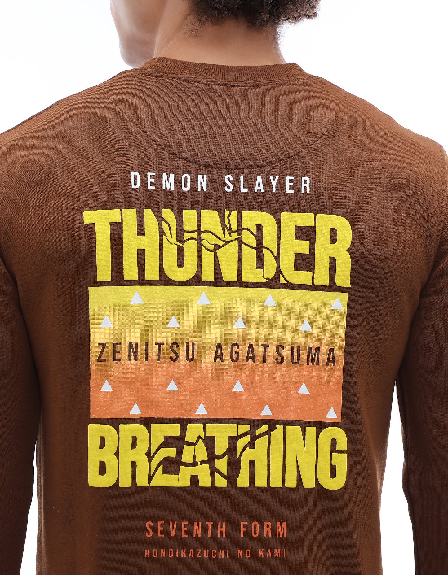 Celio Men Brown Printed Casual Cotton Demon Slayer Sweatshirt