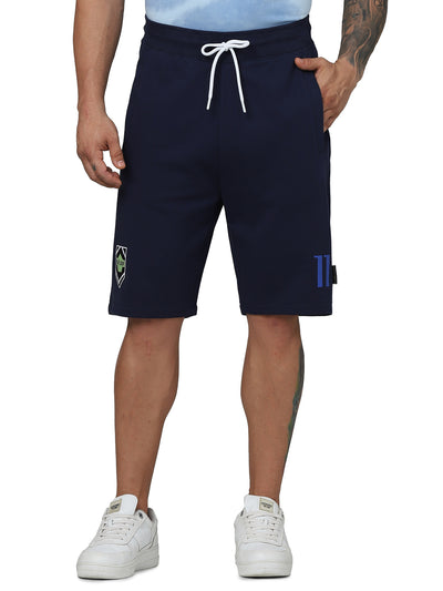 Celio* Blue_Lock Cotton Regular Fit Navy Blue Shorts