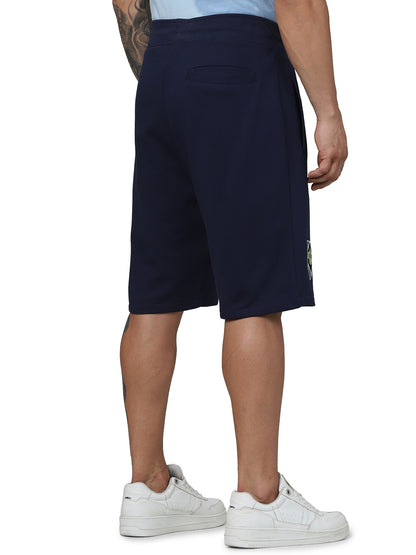 Blue Lock - Navy Blue Printed Regular Fit Shorts