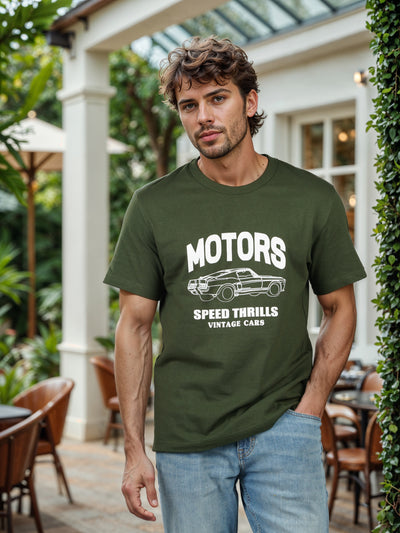 Celio* Printed Boxy Fit Cotton Green T-Shirts