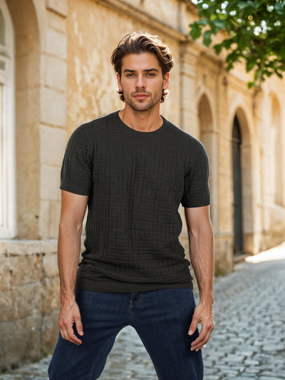 Celio* Solid Regular Fit Cotton Olive T-Shirts