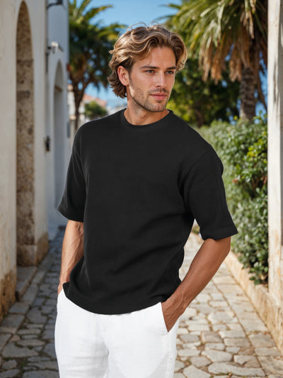 Celio* Solid Oversized Cotton Black T-Shirts