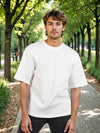 Celio* Solid Oversized Cotton Off White T-Shirts