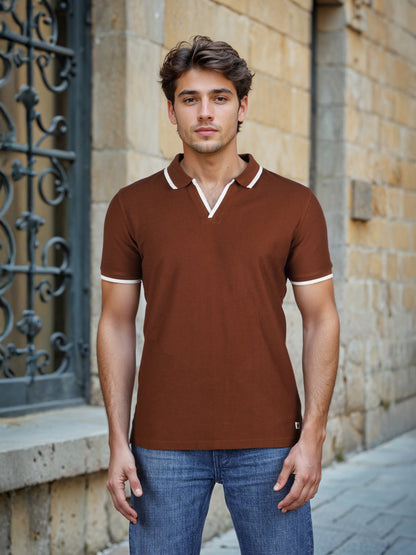 Celio* Solid Regular Fit Cotton Brown T-Shirt