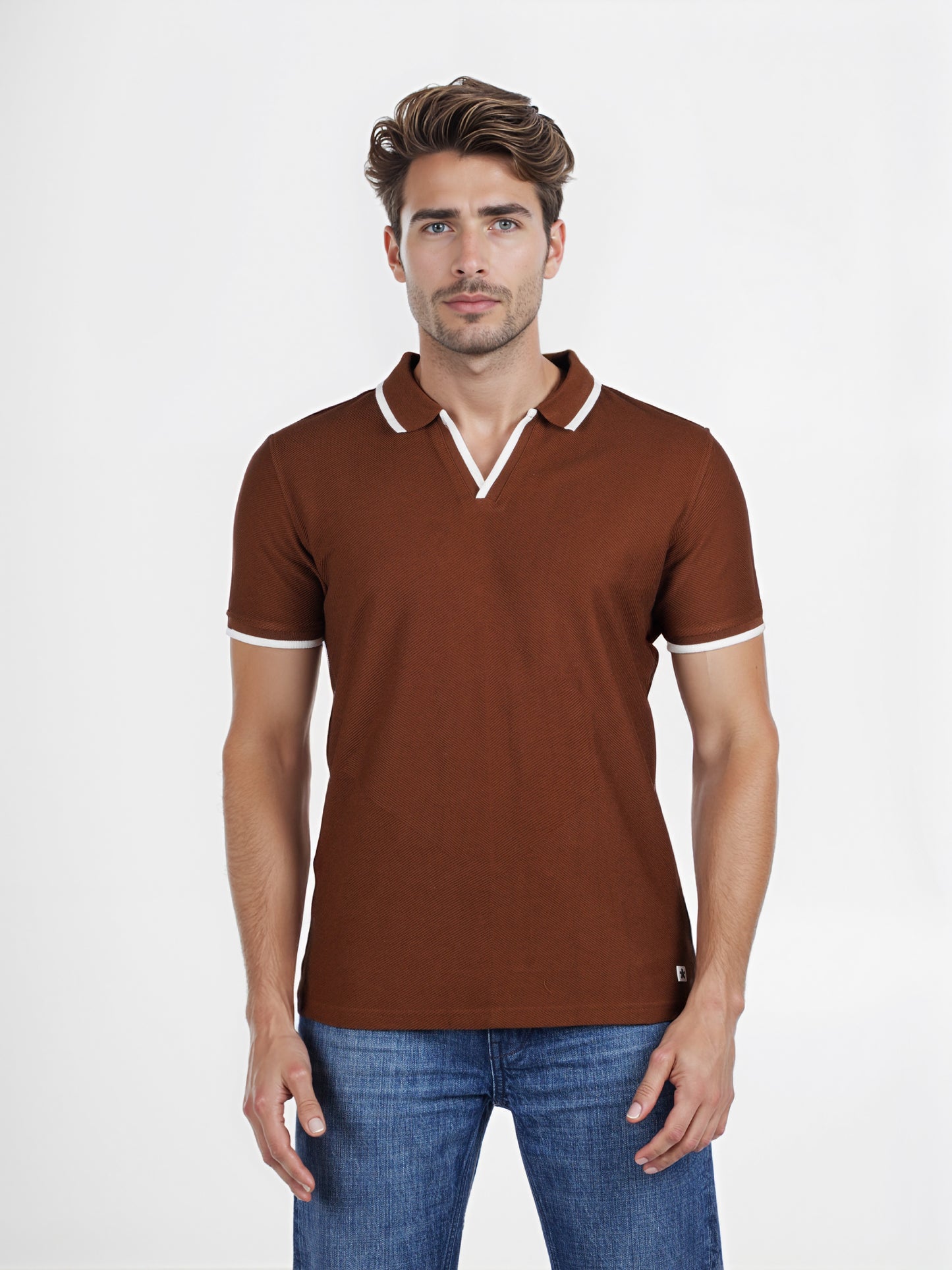 Celio* Solid Regular Fit Cotton Brown T-Shirt