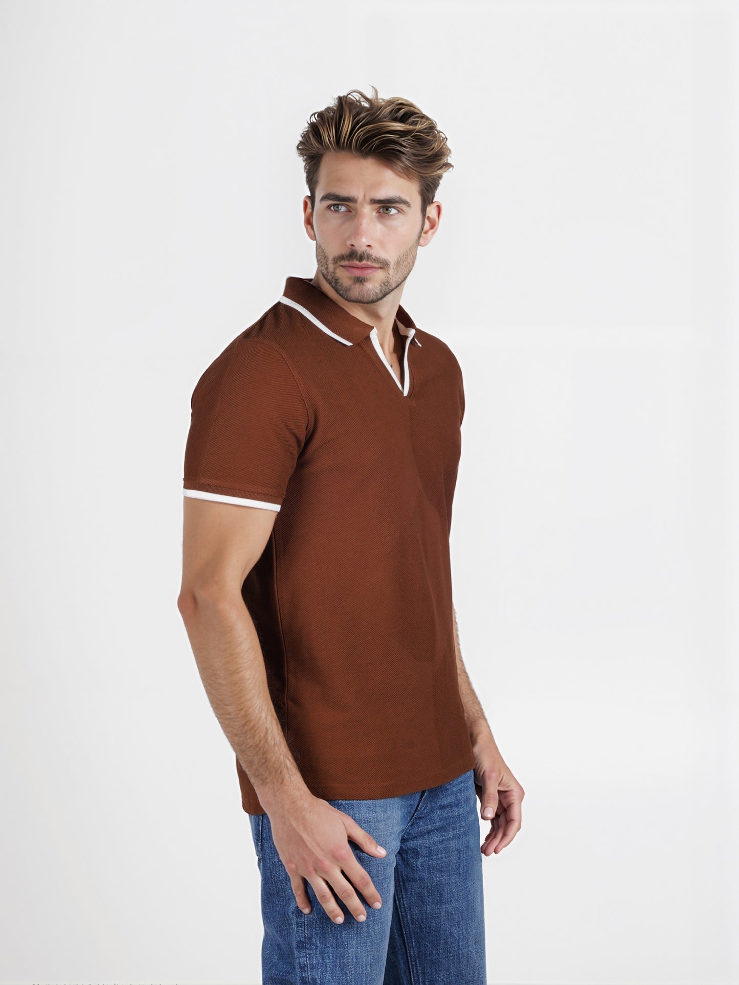 Celio* Solid Regular Fit Cotton Brown T-Shirt