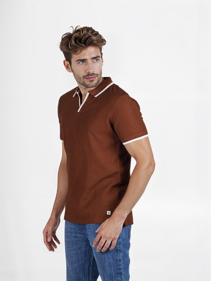 Celio* Solid Regular Fit Cotton Brown T-Shirt