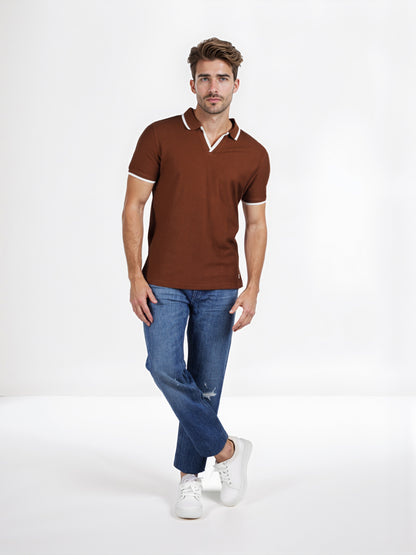 Celio* Solid Regular Fit Cotton Brown T-Shirt