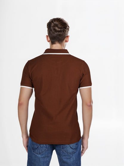 Celio* Solid Regular Fit Cotton Brown T-Shirt