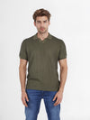 Celio* Solid Skinny Fit Cotton Olive T-Shirt