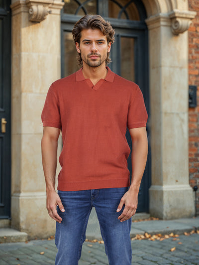 Celio* Solid Skinny Fit Cotton Orange T-Shirt