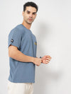 Celio* One - Piece Regular Fit Cotton Blue T-Shirt