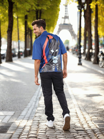 Celio* Men Blue Printed Oversized Cotton Solo Levelling Tshirts