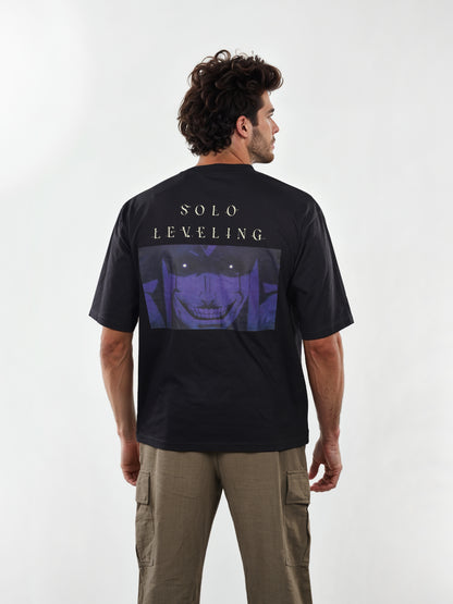 Celio Men Noir Printed Oversized Cotton Solo Levelling Tshirts