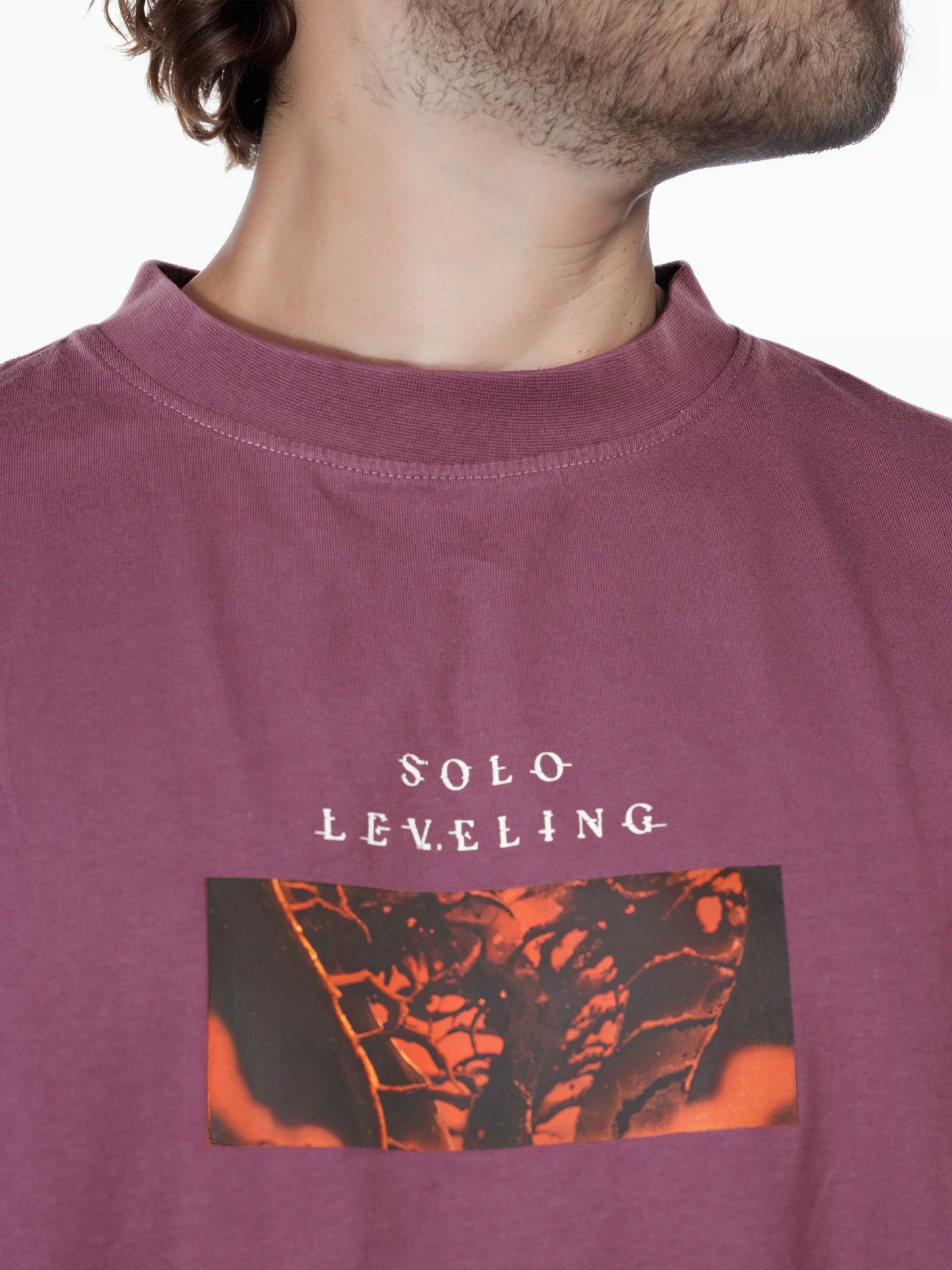 Celio Men Burgundy Printed Oversized Cotton Solo Levelling Tshirts