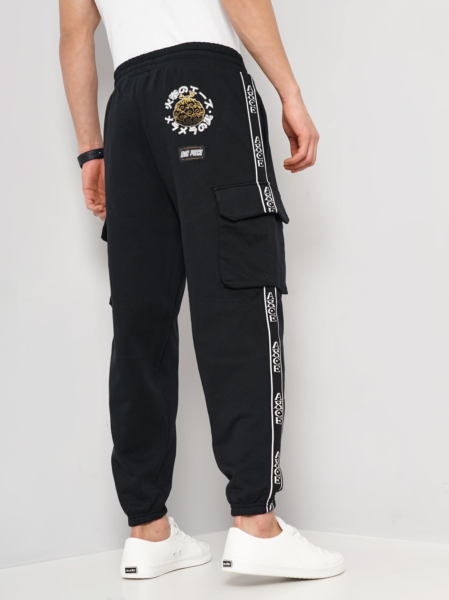 One Piece - Black Printed Regular Fit Trousers