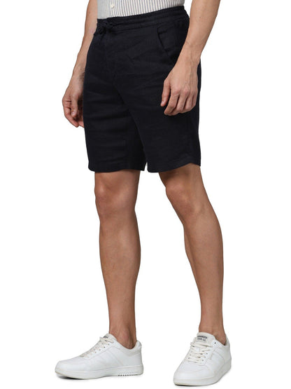 Celio* Linen Regular Fit Navy Blue Shorts