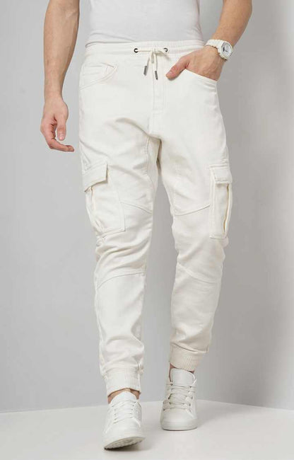 White Regular Fit Cargos