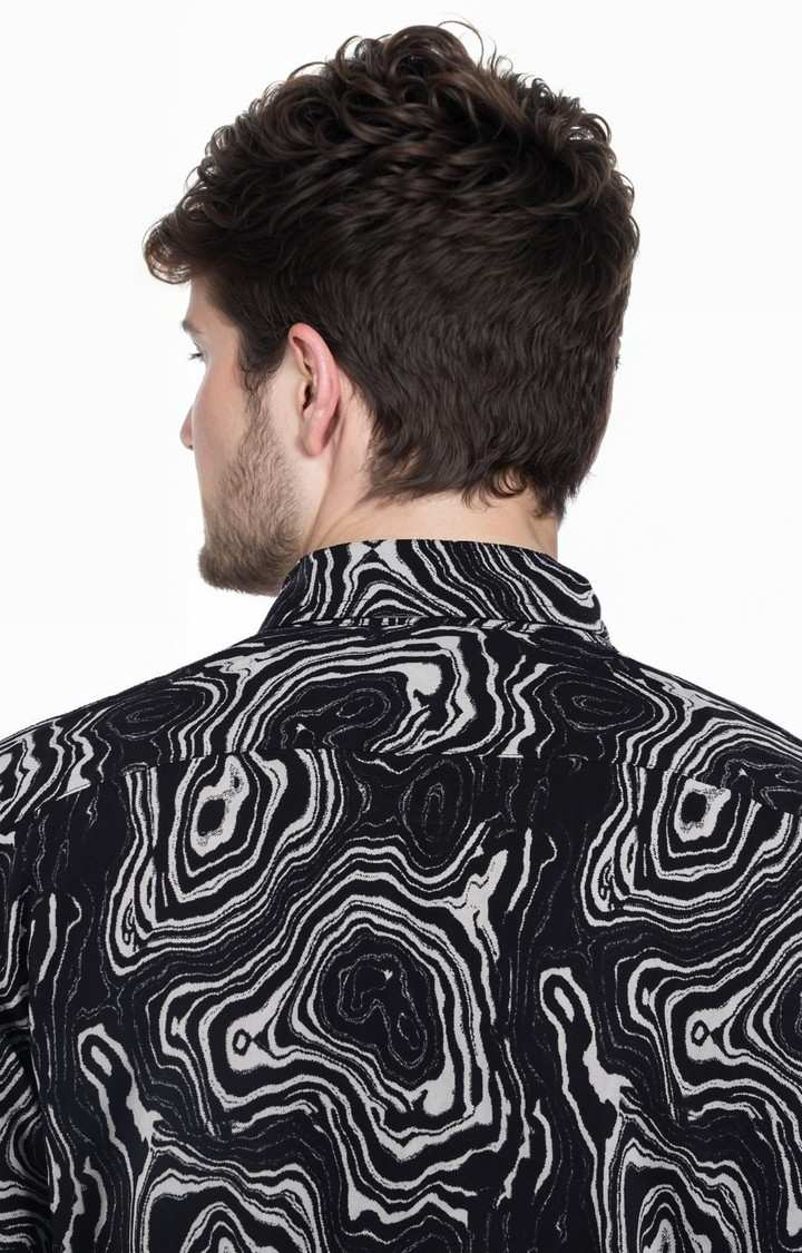 Celio* Printed Regular Fit Viscose Black Shirt