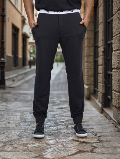 Celio* Men Black Solid Regular Fit Cotton Tyson Trouser