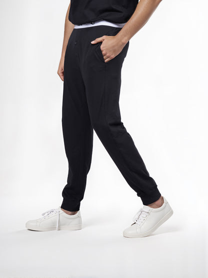 Celio Men Black Solid Regular Fit Cotton Tyson Trouser