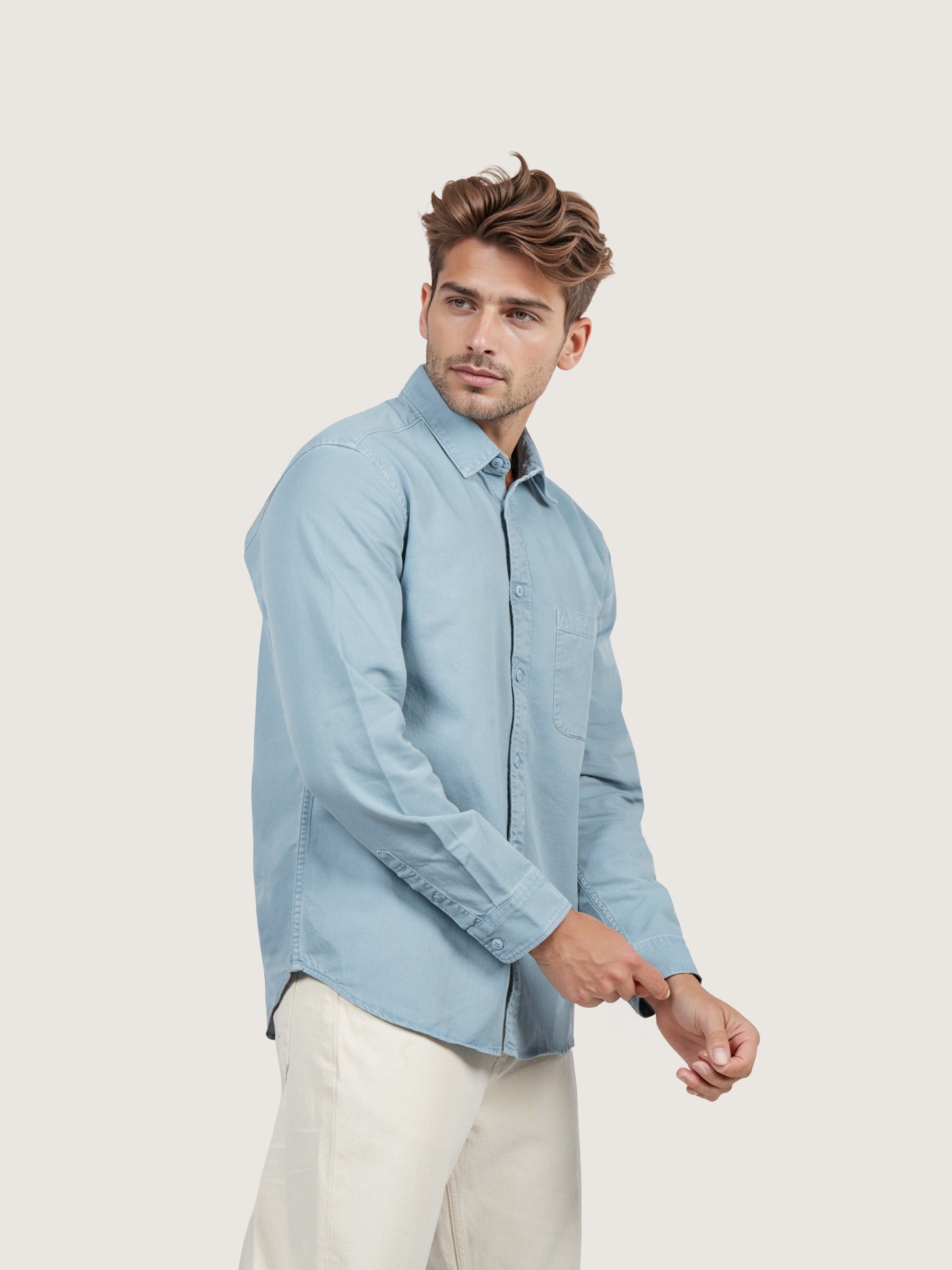 Celio* Men Blue Solid Regular Fit Cotton Shirt