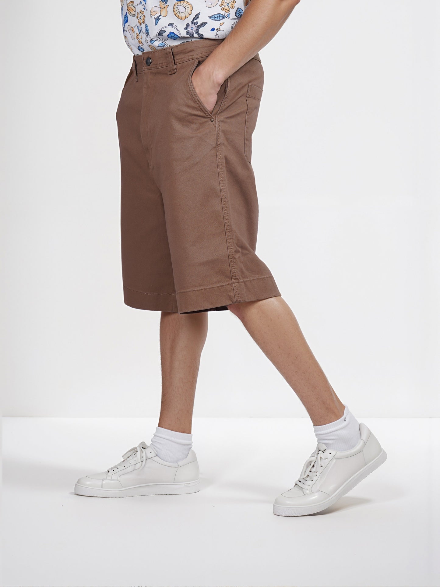 Celio* Cotton Regular Fit Brown Bermuda