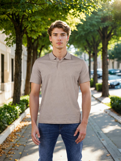 Celio* Chamonix Regular Fit Cotton Beige T-Shirt