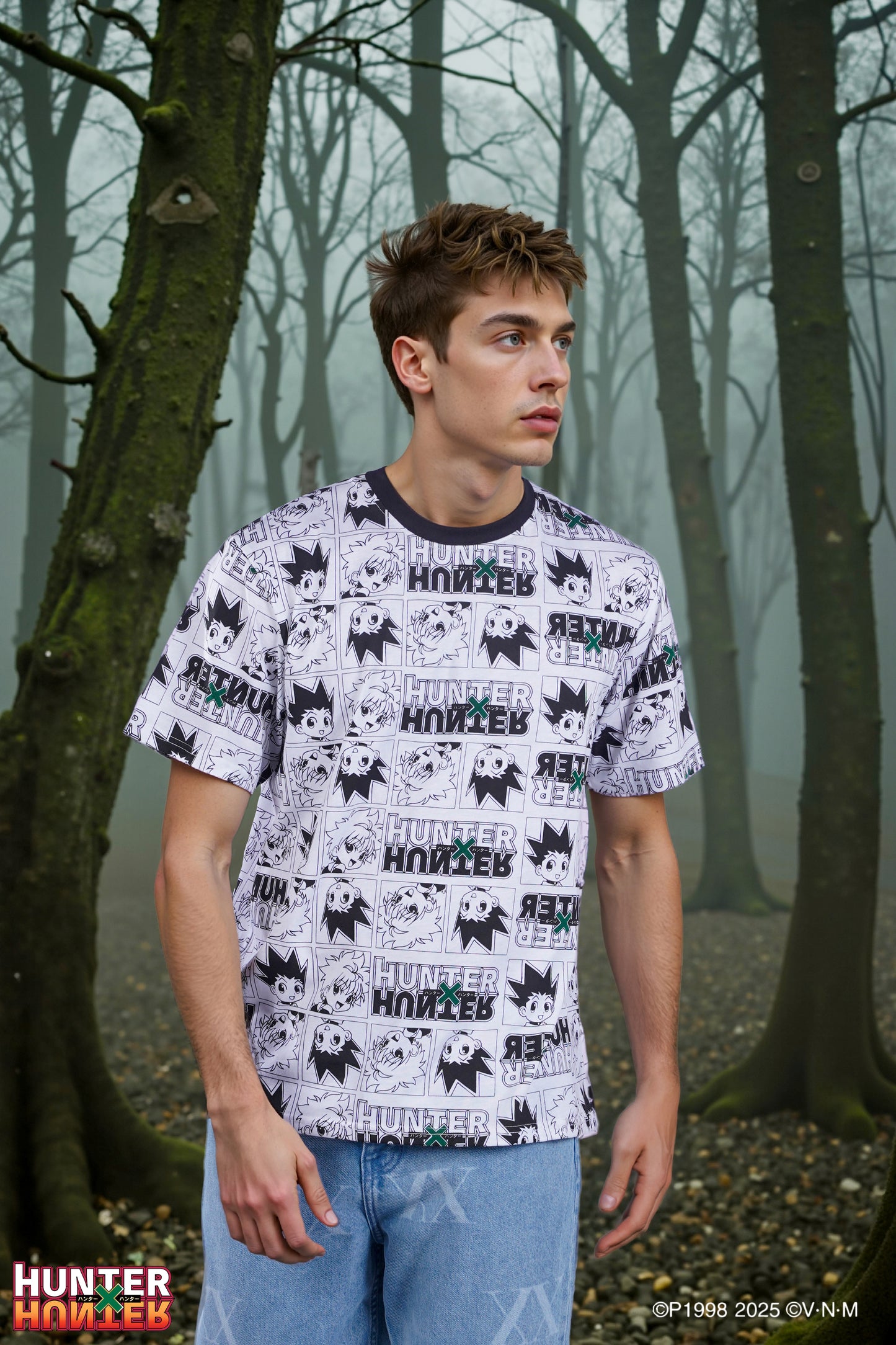 Celio* Hunter Men White Printed Boxy Fit Cotton T-shirt