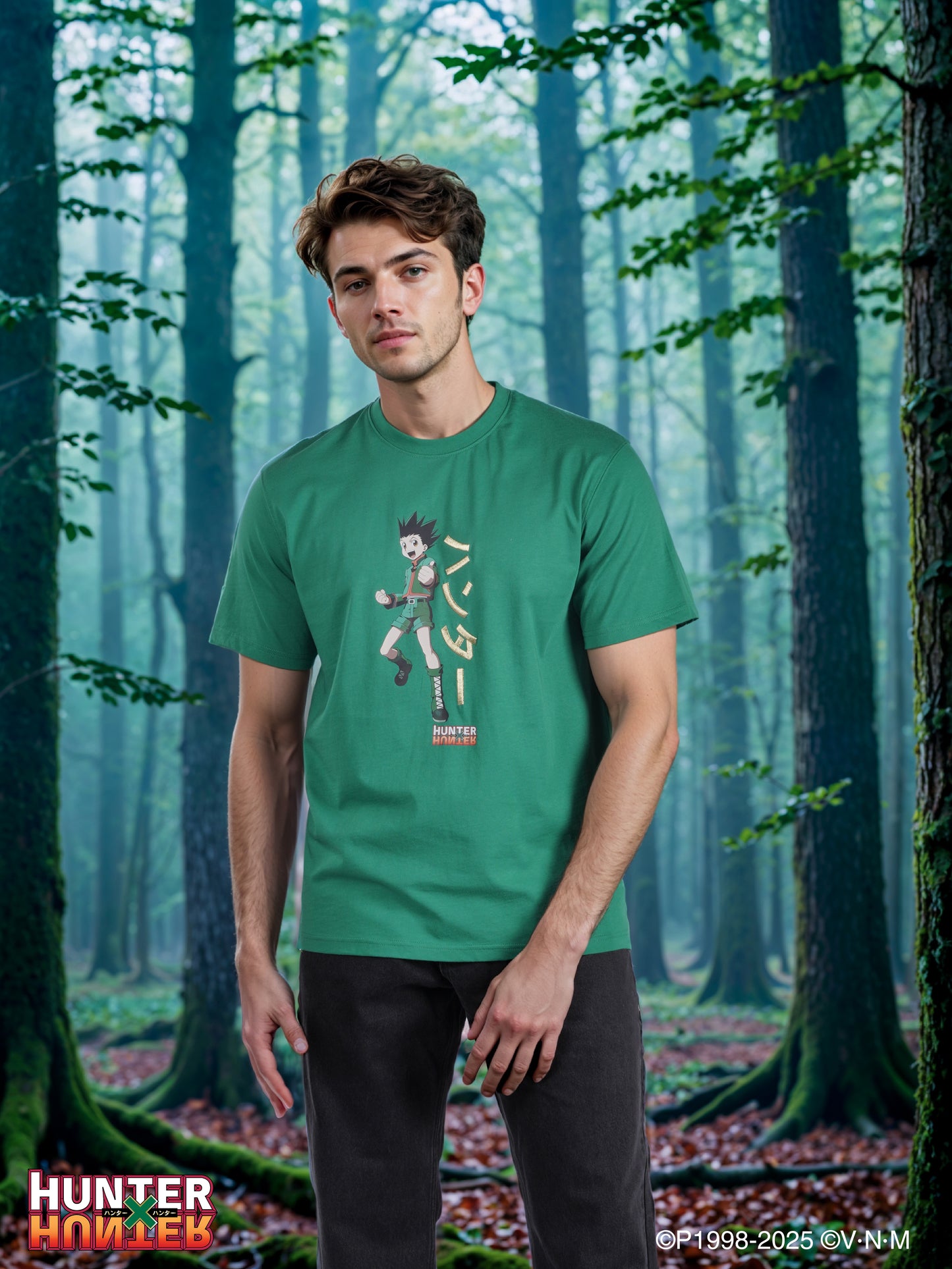 Celio* Hunter Green Printed Cotton T-Shirt