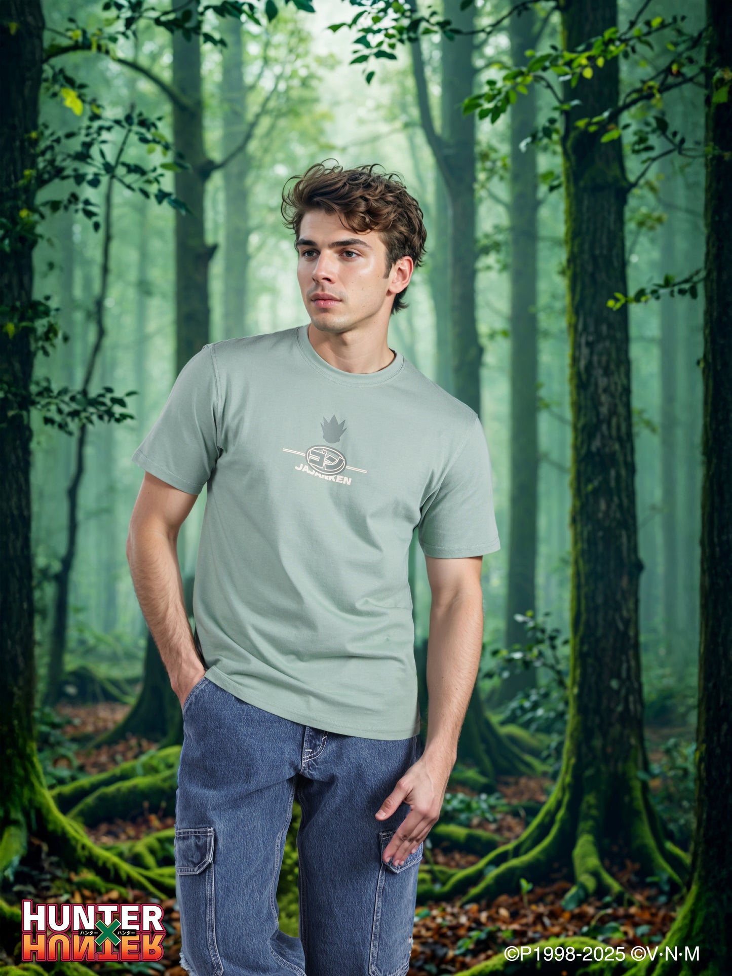 Celio* Hunter Green Printed Cotton T-Shirt