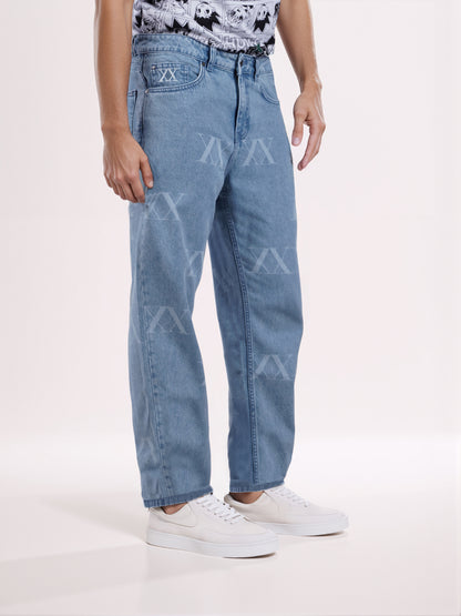 Celio* Men Blue Printed Loose Fit Hunter Trouser