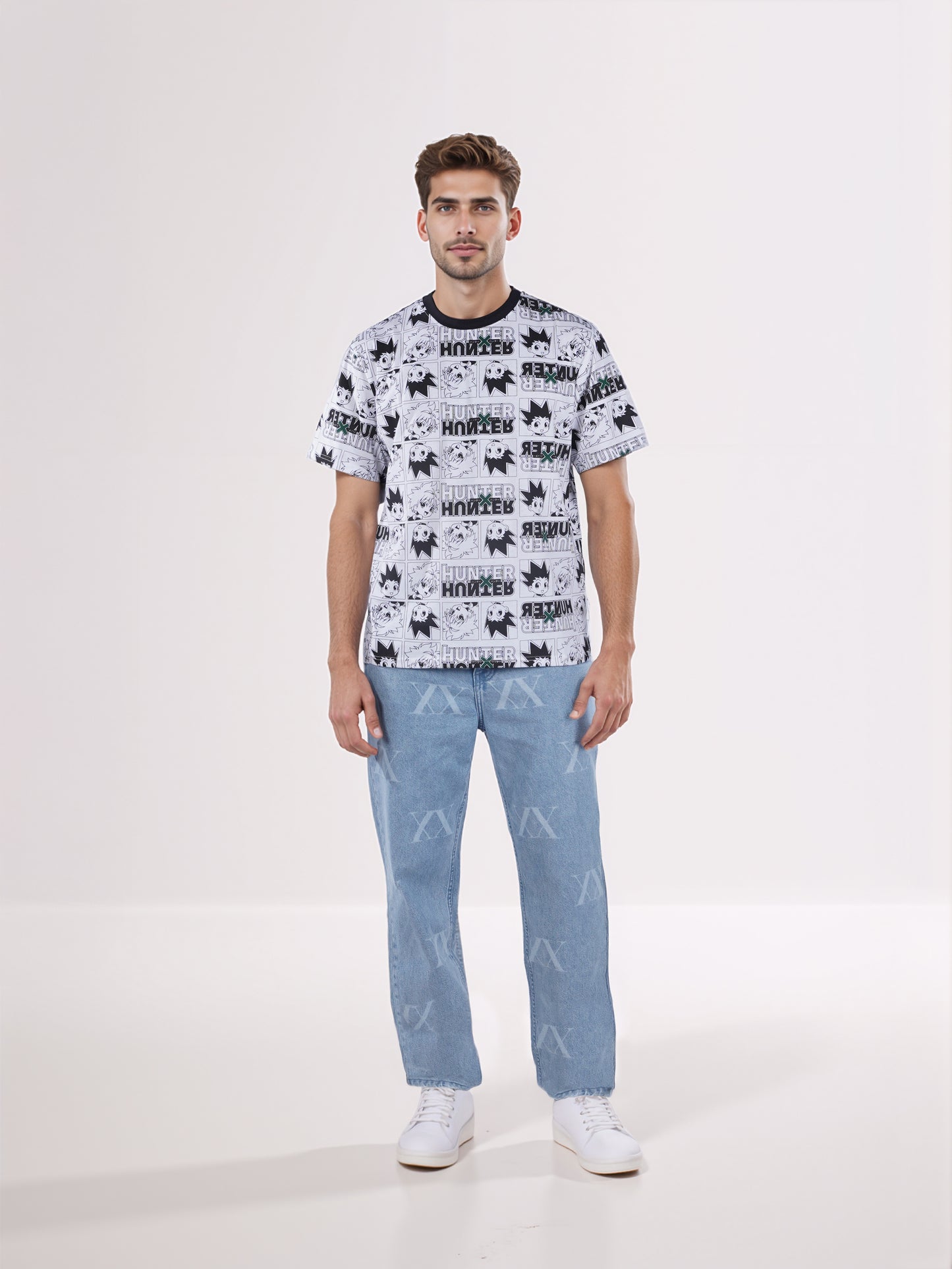 Celio* Men Blue Printed Loose Fit Hunter Trouser