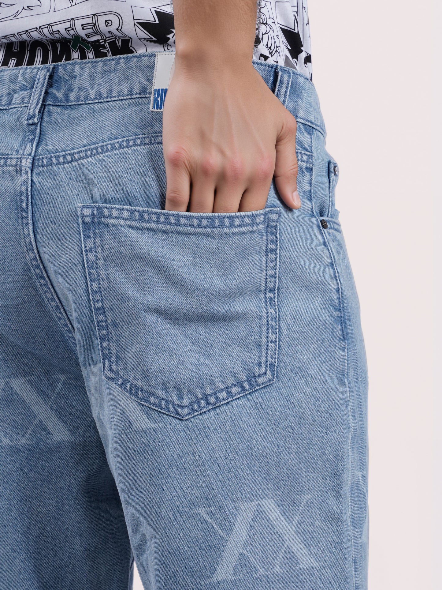 Celio* Men Blue Printed Loose Fit Hunter Trouser