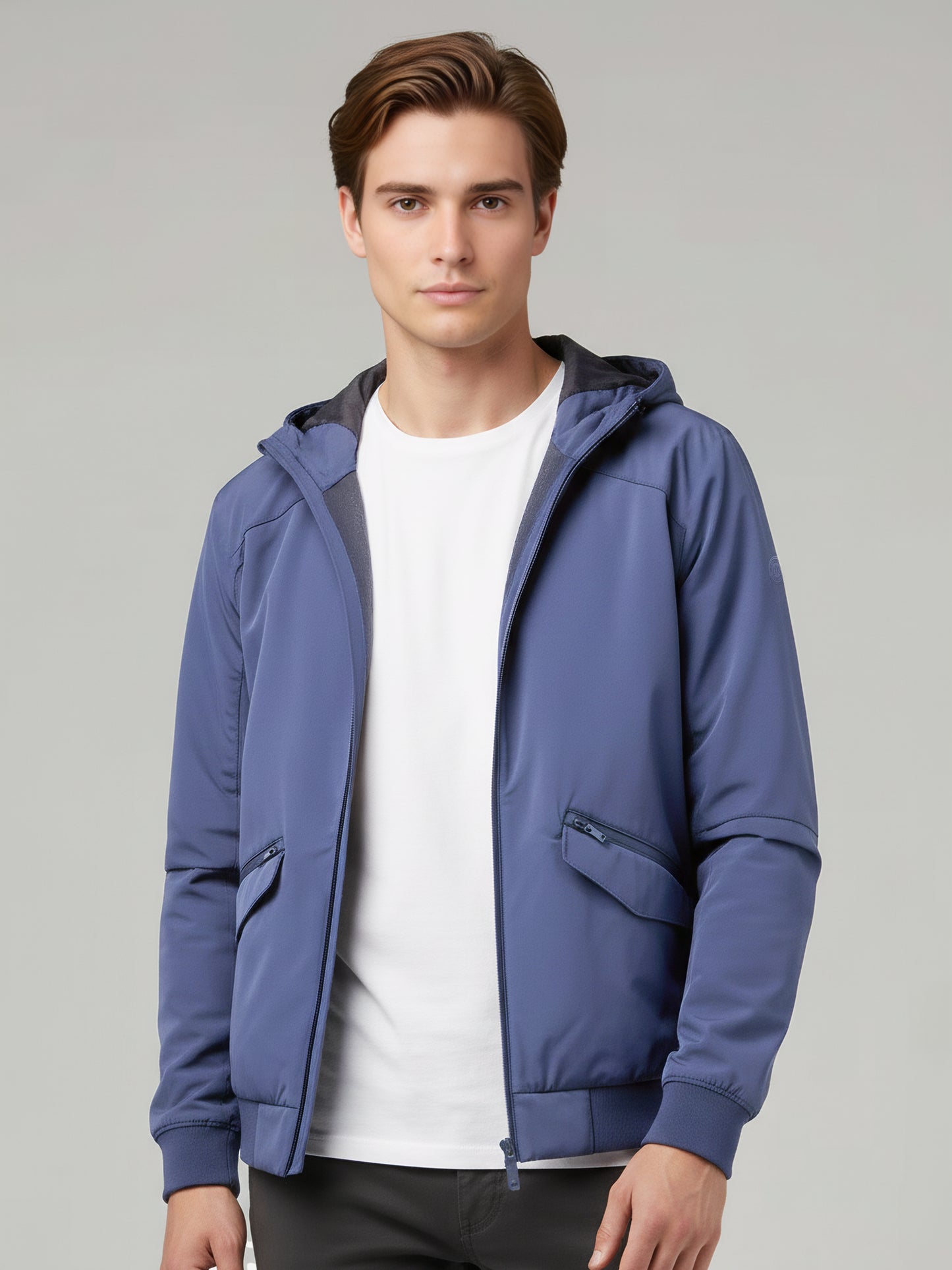 Celio* Men Blue Solid Regular Fit Polyester Jackets