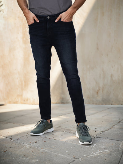 Celio* Cotton-Blend Skinny Fit Black Jean