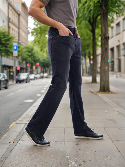 Celio* Cotton-Blend Bootcut Fit Black Jean