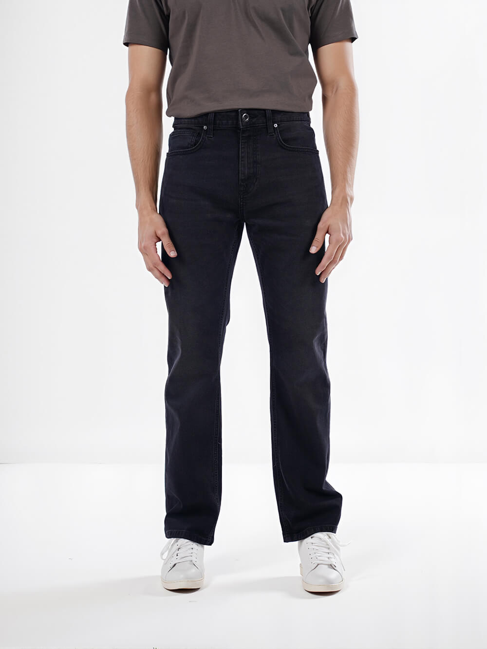Celio* Cotton-Blend Bootcut Fit Black Jean