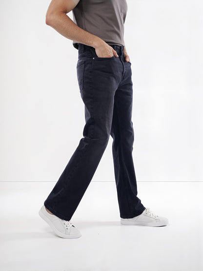 Celio* Cotton-Blend Bootcut Fit Black Jean