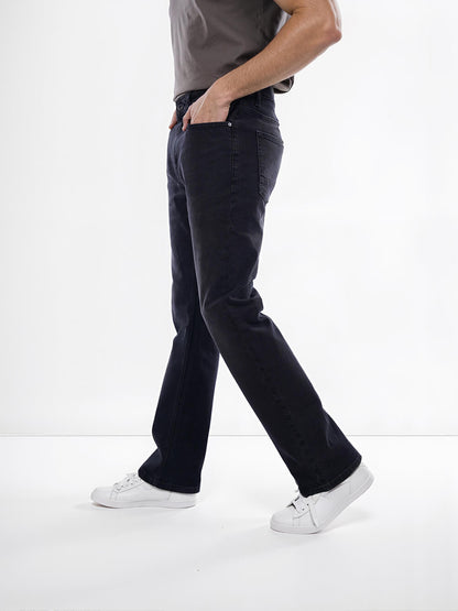 Celio* Cotton-Blend Bootcut Fit Black Jean