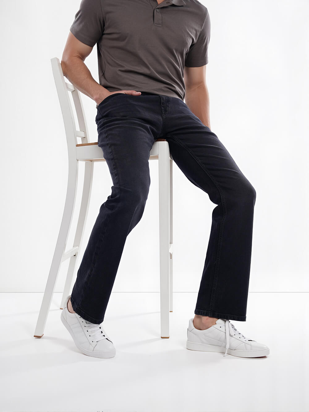 Celio* Cotton-Blend Bootcut Fit Black Jean