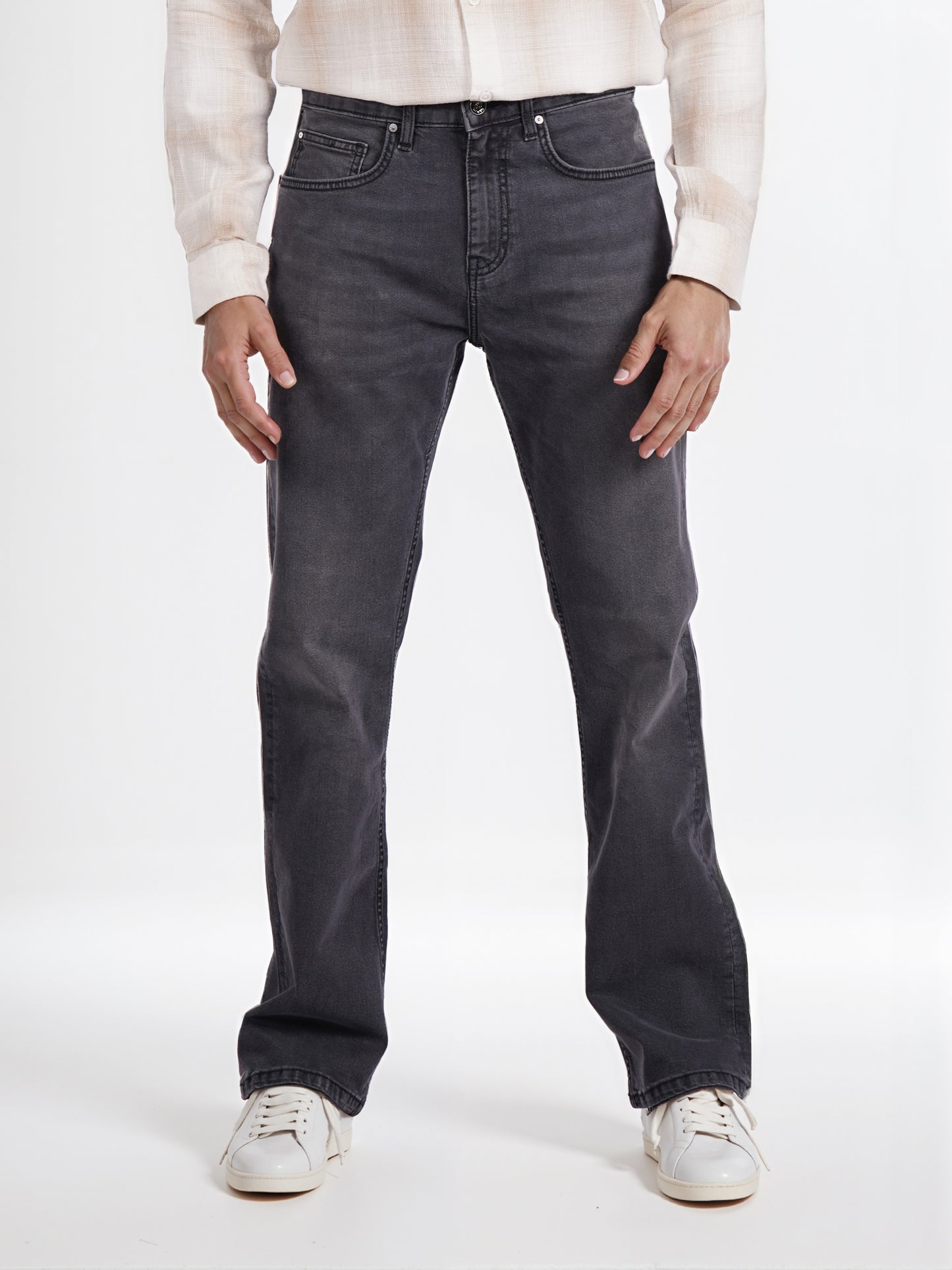 Celio* Men Grey Solid Bootcut Twill Denim Jean