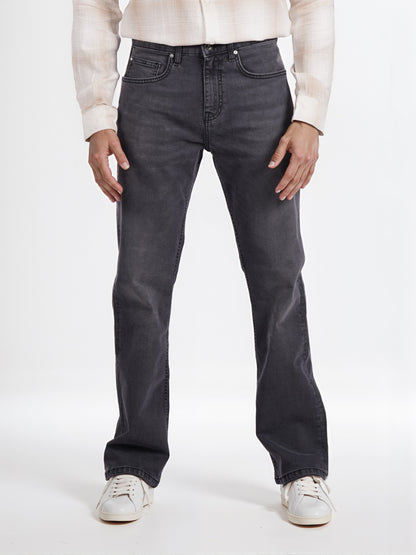 Celio* Men Grey Solid Bootcut Twill Denim Jean