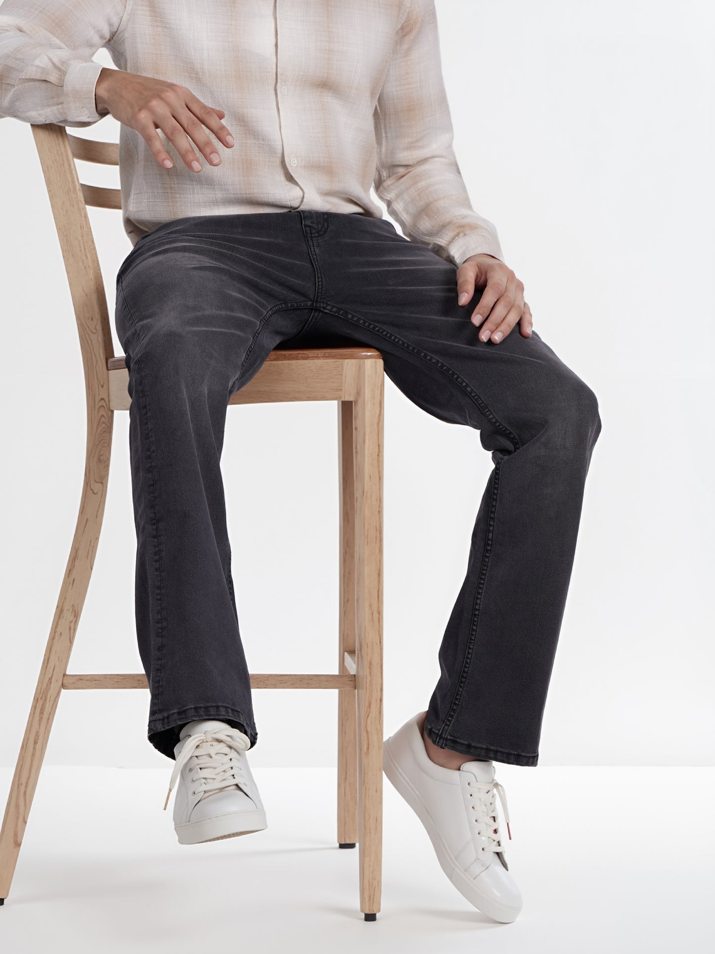 Celio* Men Grey Solid Bootcut Twill Denim Jean