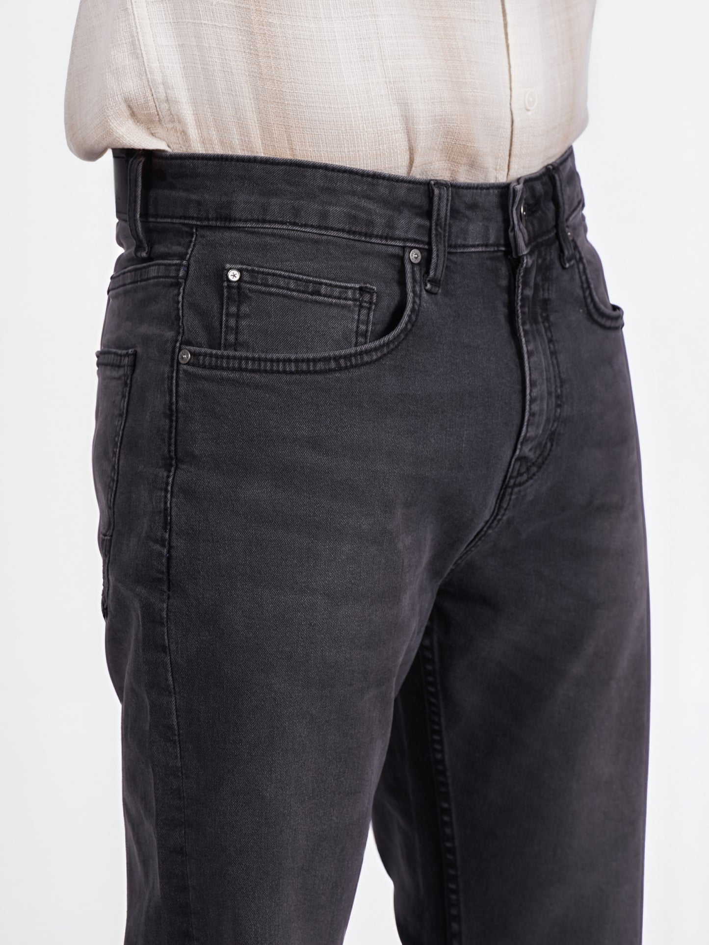 Celio* Men Grey Solid Bootcut Twill Denim Jean