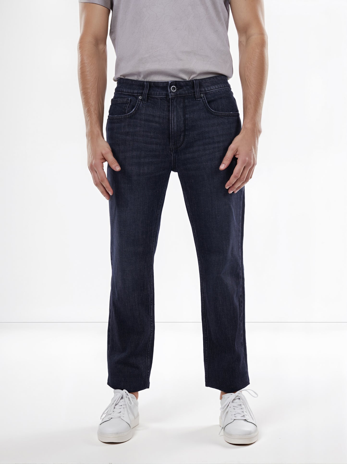 Celio* Cotton Straight Fit Black Jean
