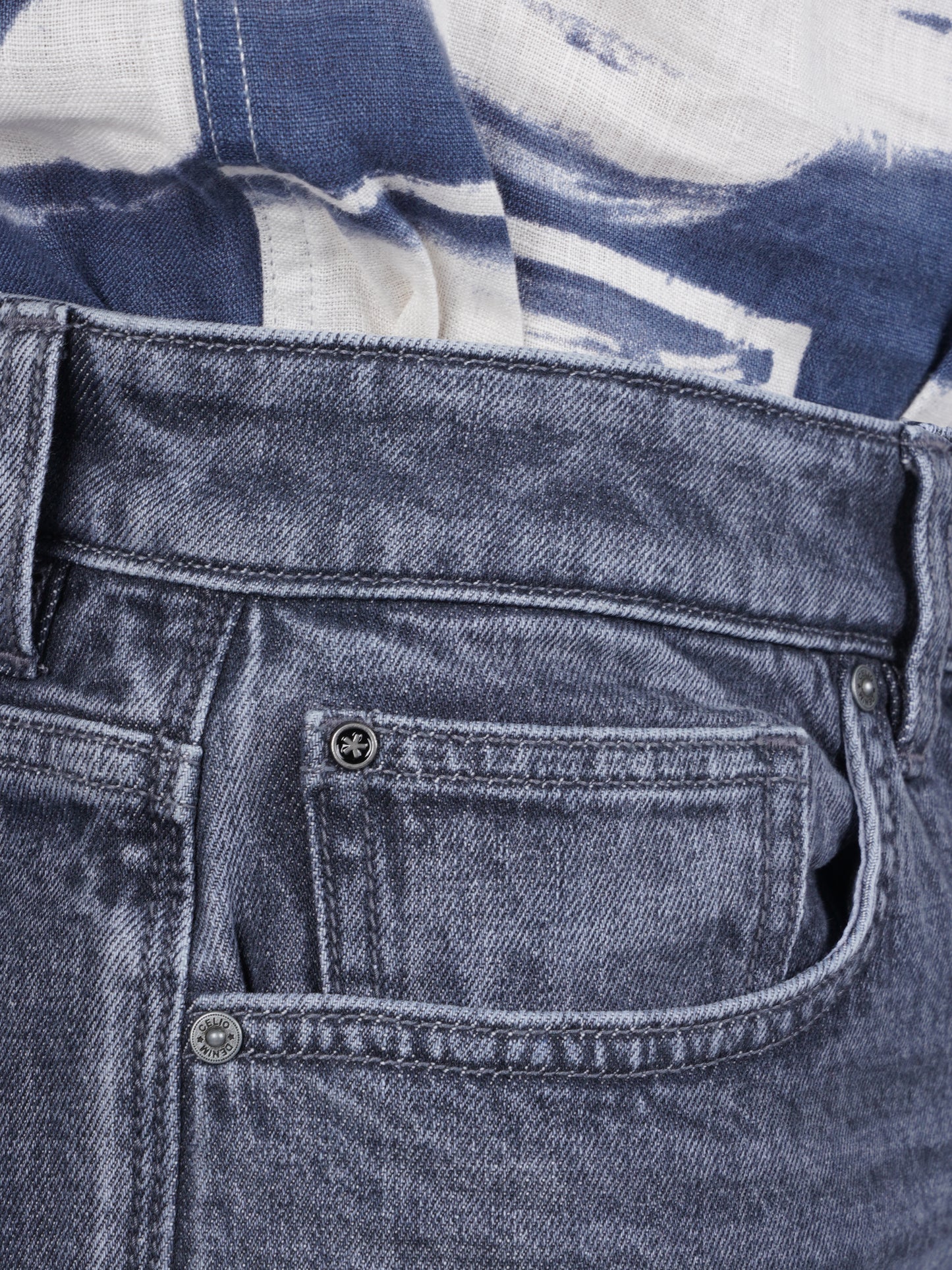 Celio* Cotton Straight Fit Grey Jean