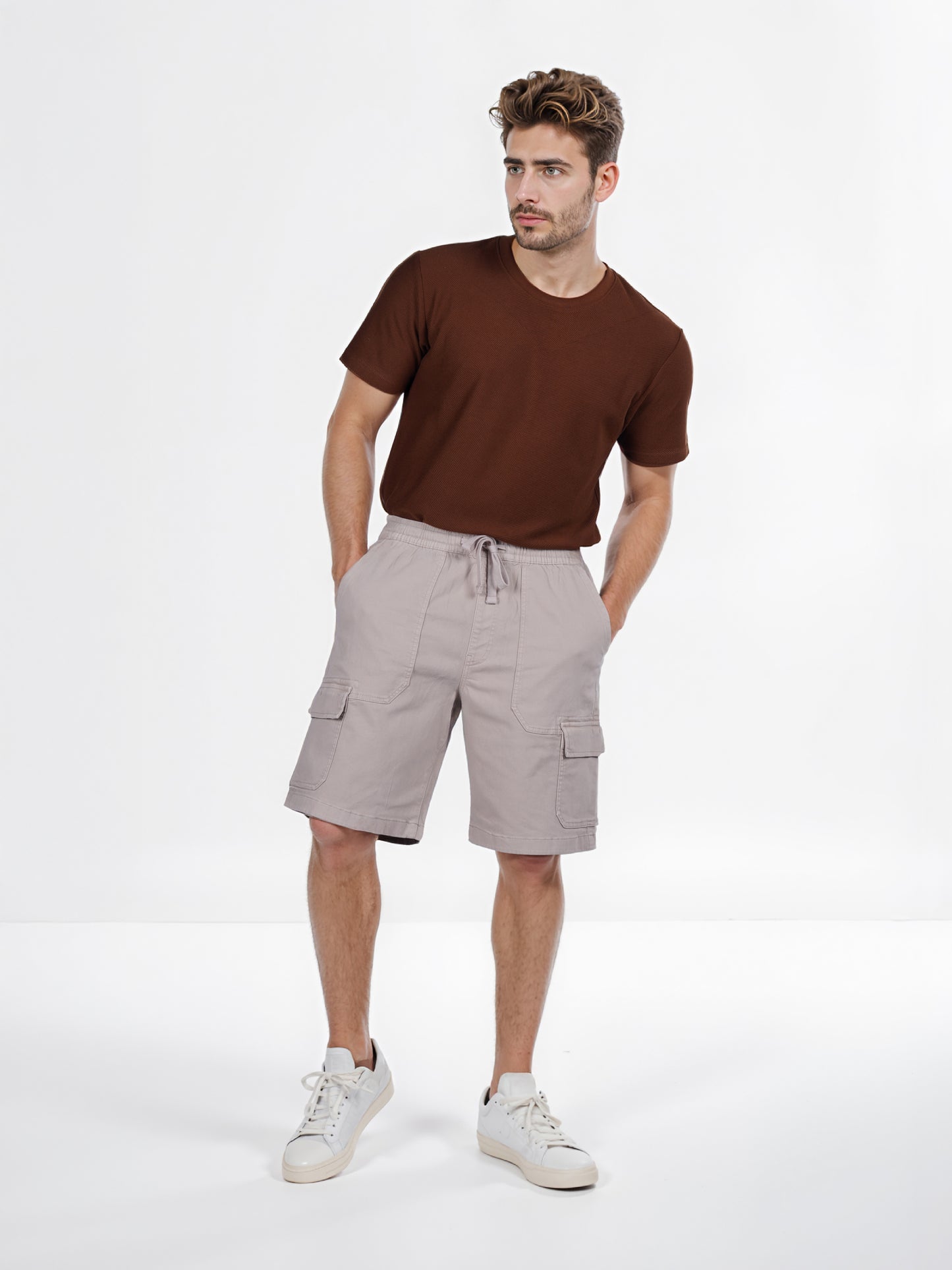Celio* Cotton Straight Fit Beige Cargo