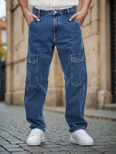 Celio* Cotton Loose Fit Blue Jean